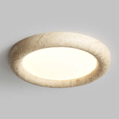 Japanese Travertine Circle Ring LED Flush Mount Light