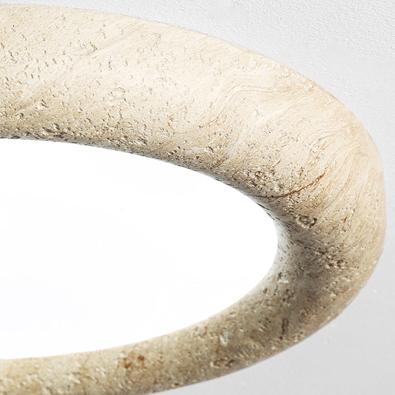 Japanese Travertine Circle Ring LED Flush Mount Light