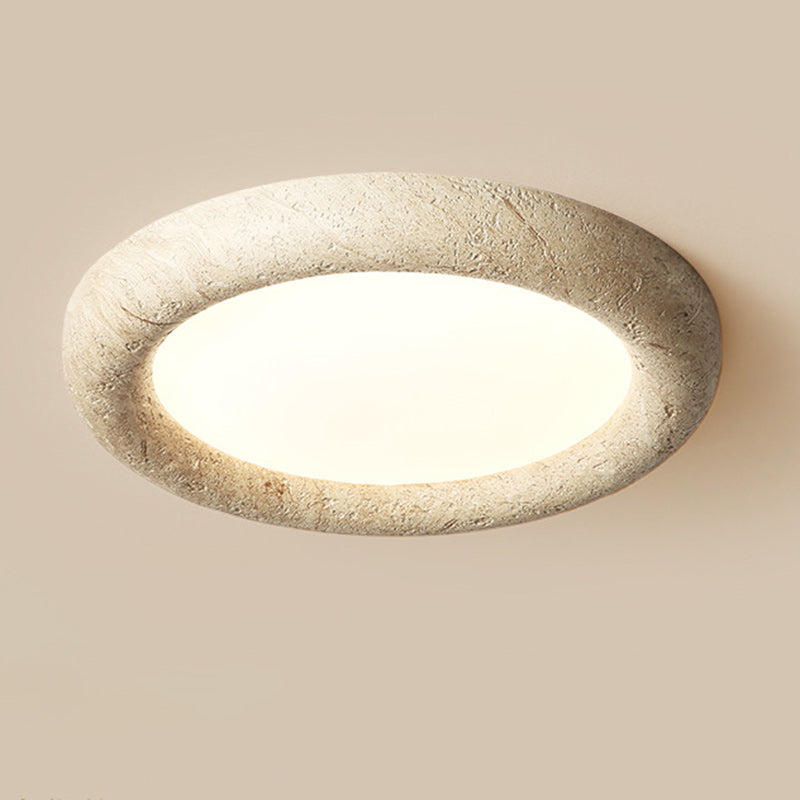Japanese Travertine Circle Ring LED Flush Mount Light