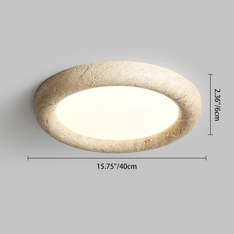 Japanese Travertine Circle Ring LED Flush Mount Light