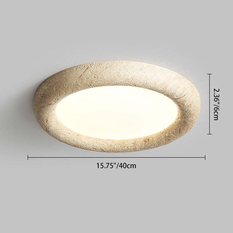 Japanese Travertine Circle Ring LED Flush Mount Light