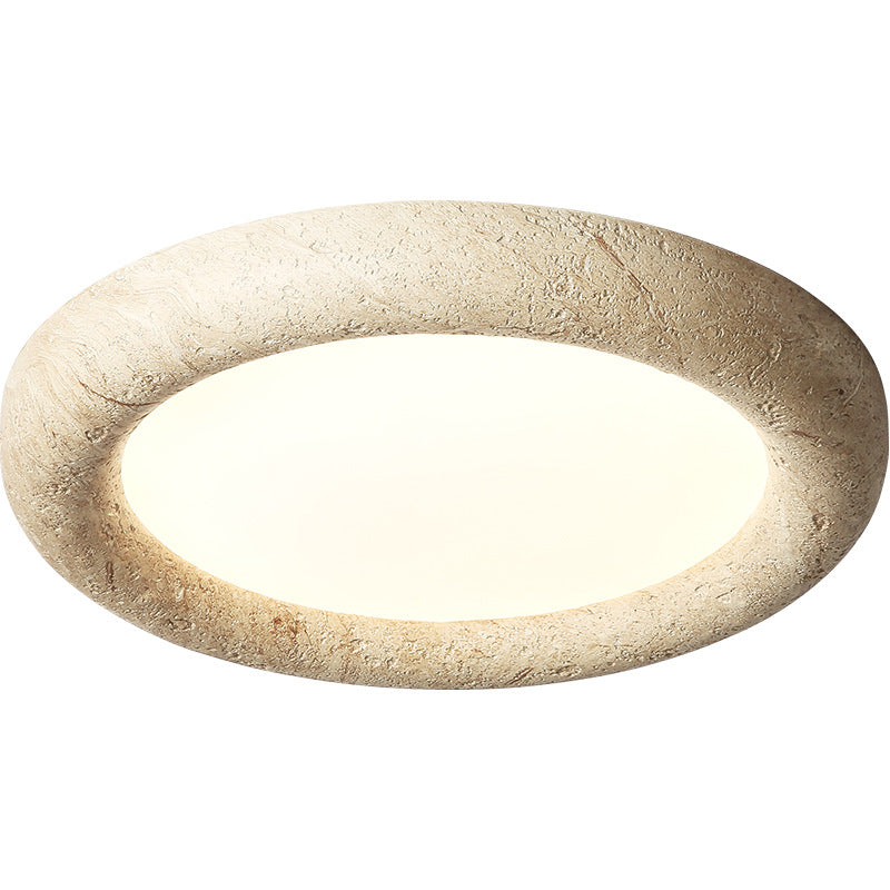 Japanese Travertine Circle Ring LED Flush Mount Light