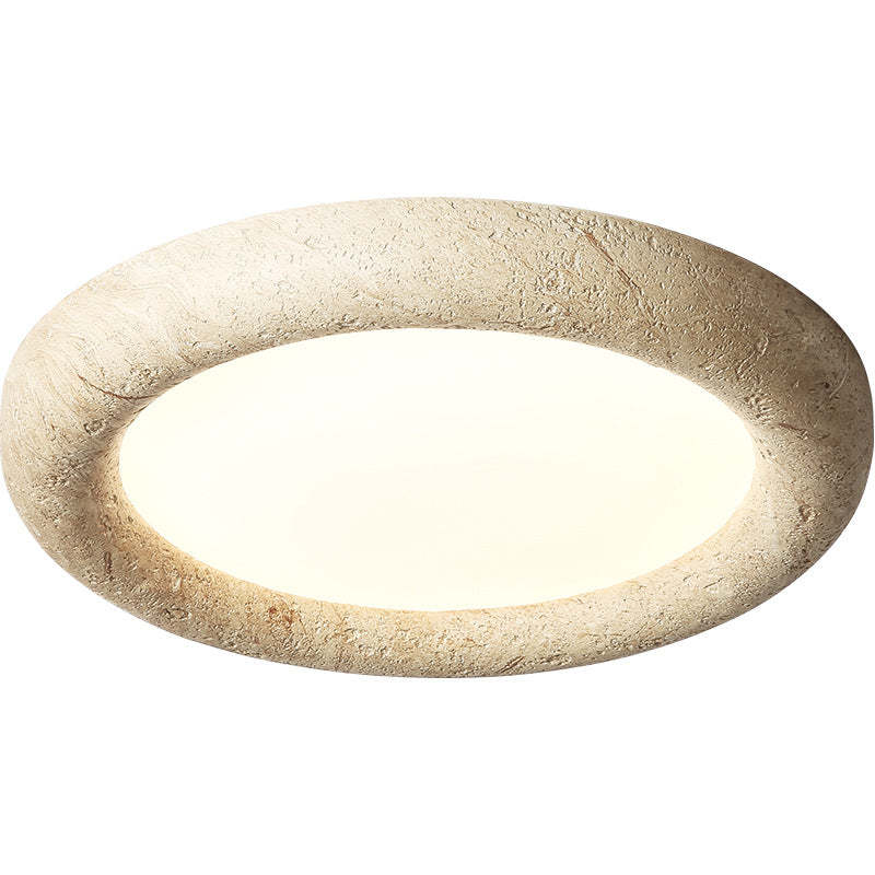 Japanese Travertine Circle Ring LED Flush Mount Light