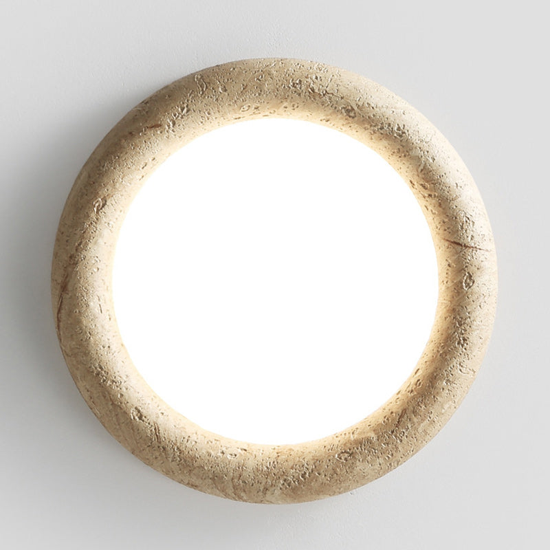 Japanese Travertine Circle Ring LED Flush Mount Light