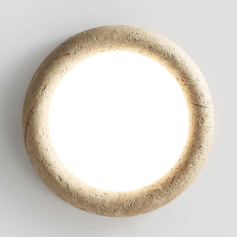 Japanese Travertine Circle Ring LED Flush Mount Light