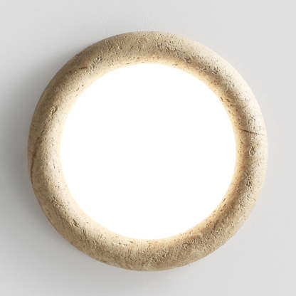 Japanese Travertine Circle Ring LED Flush Mount Light