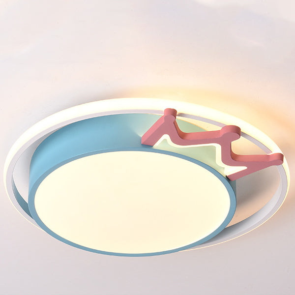 Nordic Crown Iron Acrylic Round LED Flush Mount Light