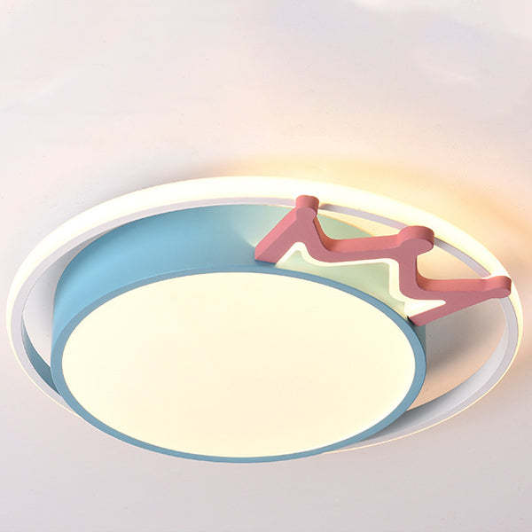 Nordic Crown Iron Acrylic Round LED Flush Mount Light