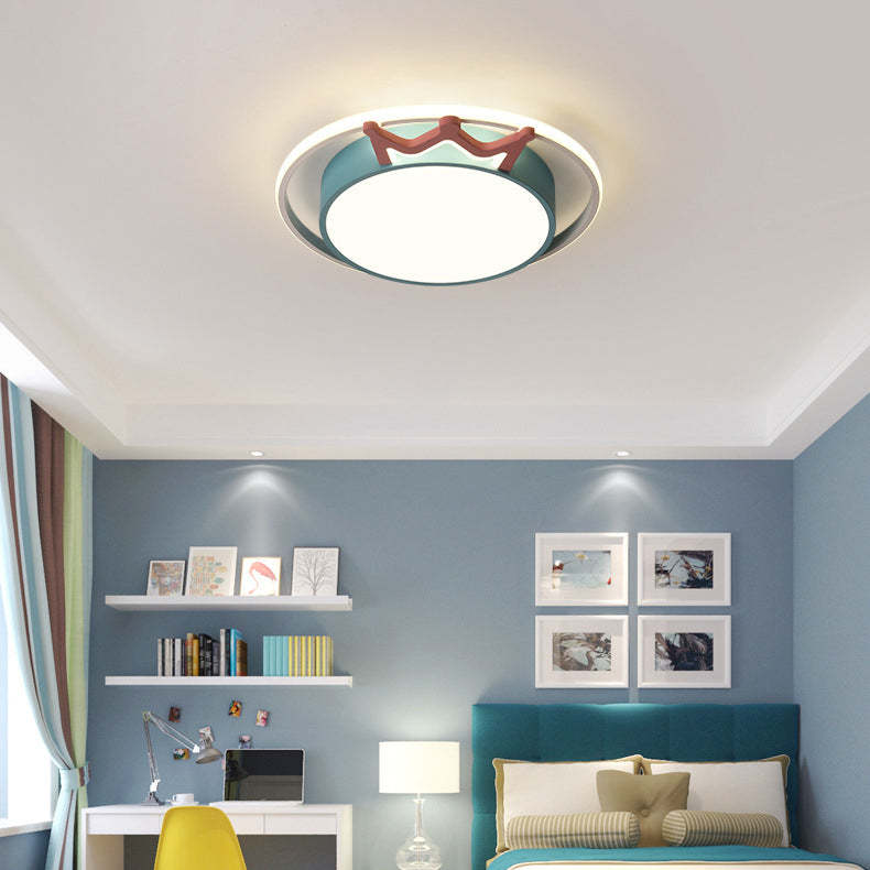 Nordic Crown Iron Acrylic Round LED Flush Mount Light