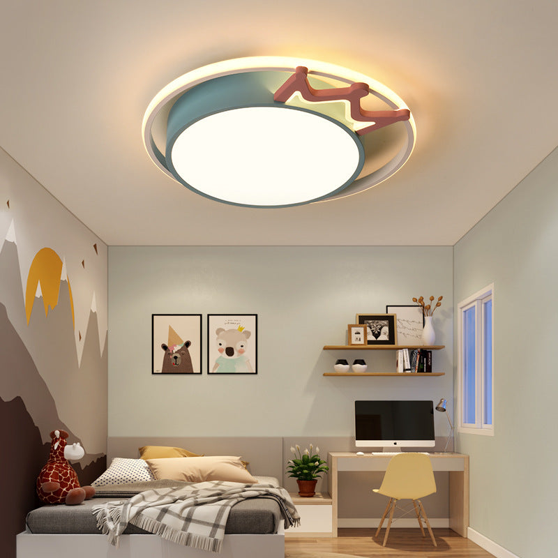 Nordic Crown Iron Acrylic Round LED Flush Mount Light