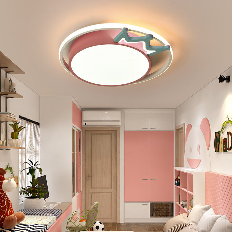 Nordic Crown Iron Acrylic Round LED Flush Mount Light