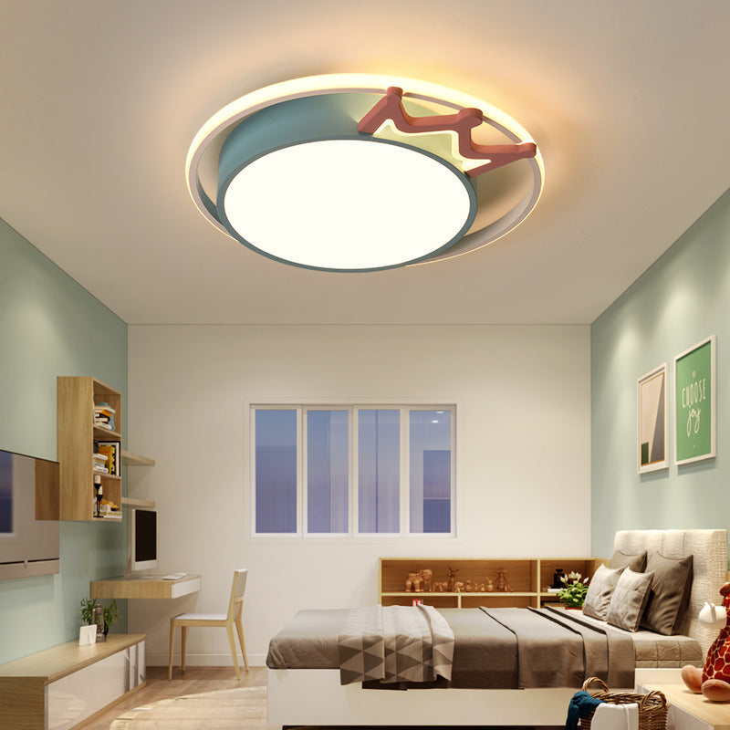 Nordic Crown Iron Acrylic Round LED Flush Mount Light