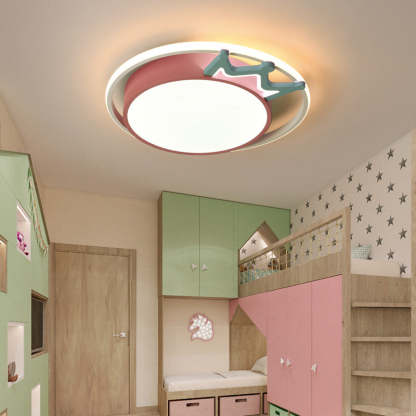 Nordic Crown Iron Acrylic Round LED Flush Mount Light