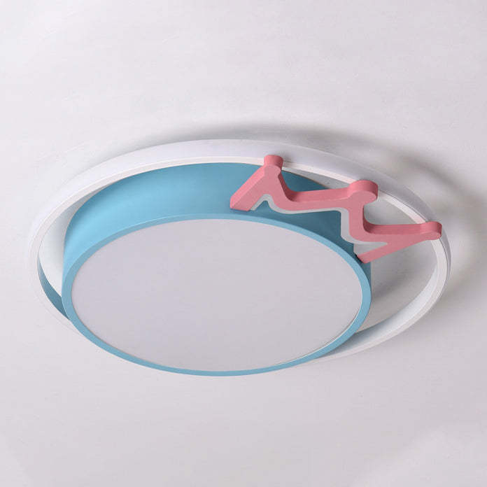 Nordic Crown Iron Acrylic Round LED Flush Mount Light