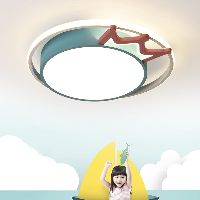 Nordic Crown Iron Acrylic Round LED Flush Mount Light