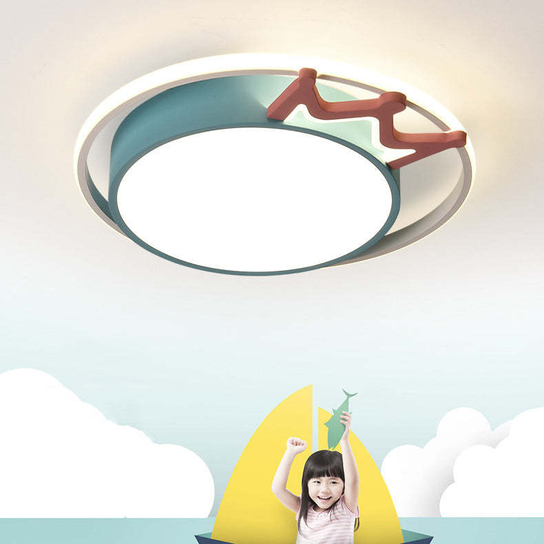 Nordic Crown Iron Acrylic Round LED Flush Mount Light