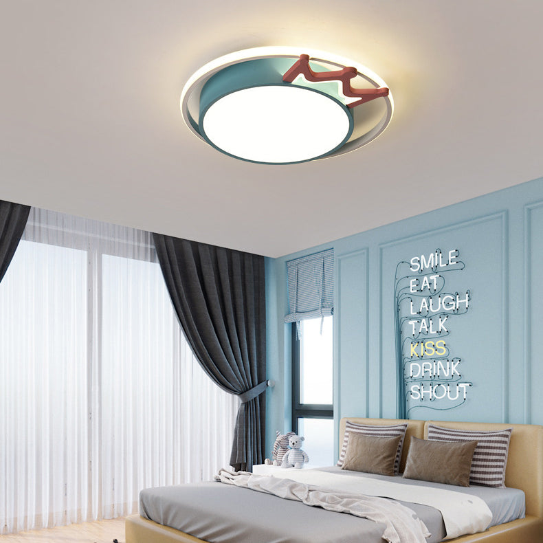 Nordic Crown Iron Acrylic Round LED Flush Mount Light