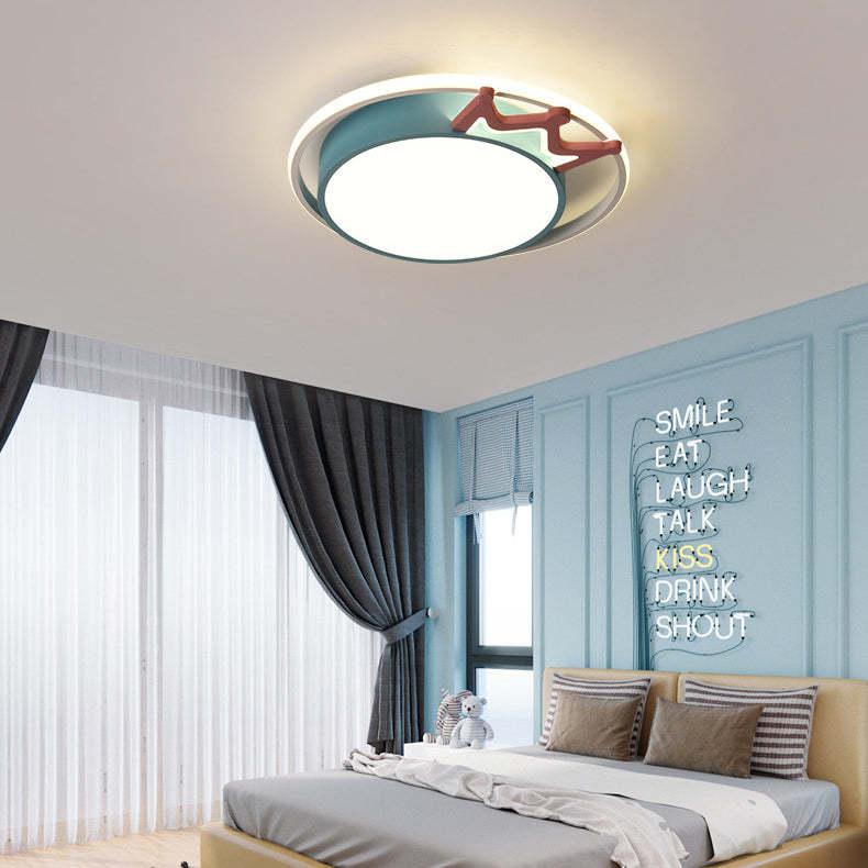 Nordic Crown Iron Acrylic Round LED Flush Mount Light