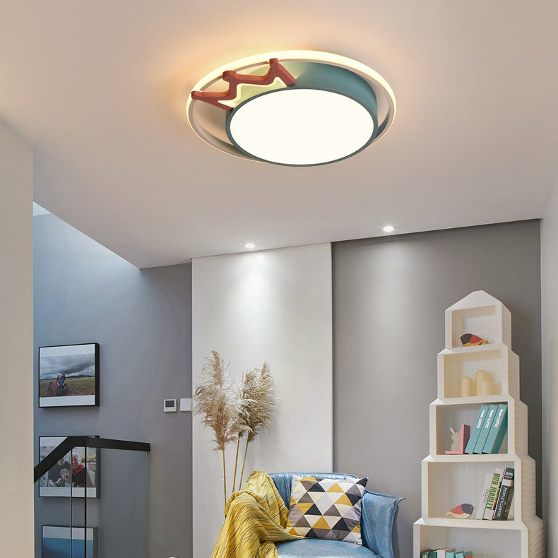 Nordic Crown Iron Acrylic Round LED Flush Mount Light
