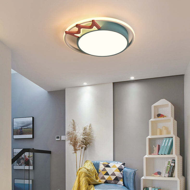 Nordic Crown Iron Acrylic Round LED Flush Mount Light