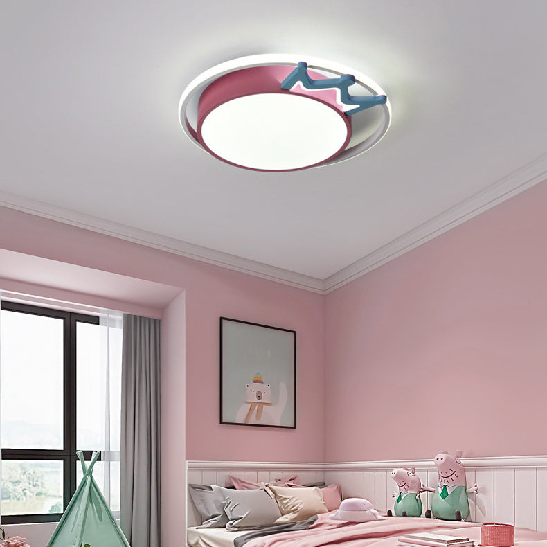 Nordic Crown Iron Acrylic Round LED Flush Mount Light