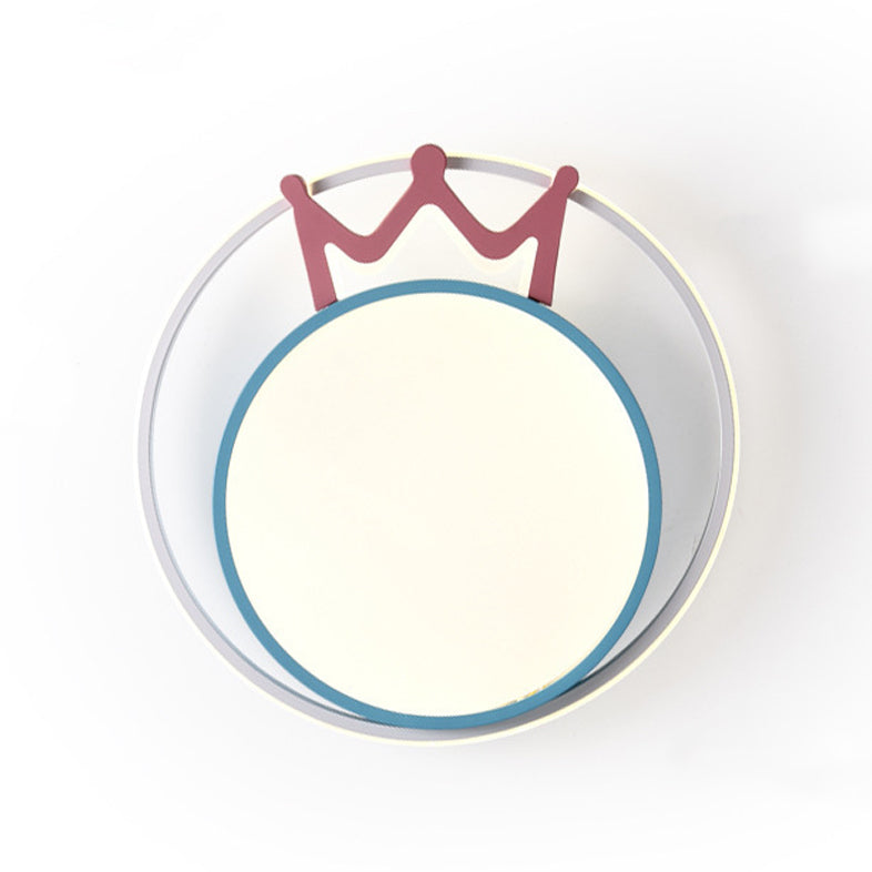 Nordic Crown Iron Acrylic Round LED Flush Mount Light