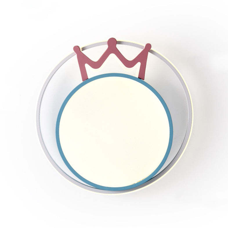 Nordic Crown Iron Acrylic Round LED Flush Mount Light