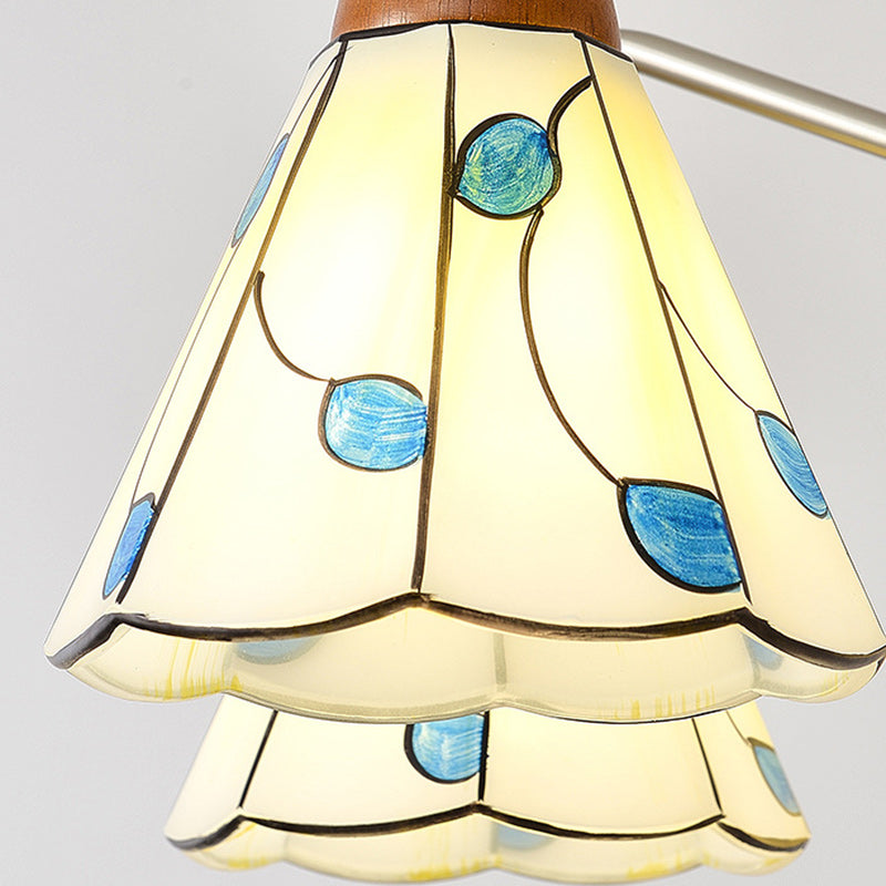 Tiffany Stained Glass Flower Iron Solid Wood Chandelier