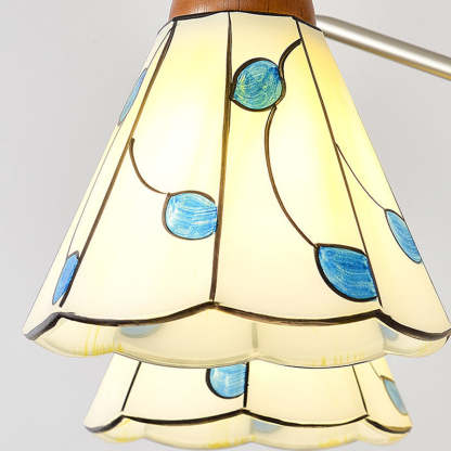 Tiffany Stained Glass Flower Iron Solid Wood Chandelier