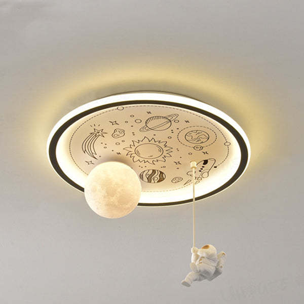 Resin Astronaut Planet Iron Acrylic LED Flush Ceiling Light