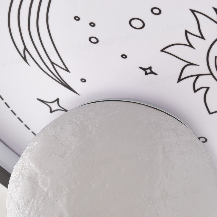 Resin Astronaut Planet Iron Acrylic LED Flush Ceiling Light