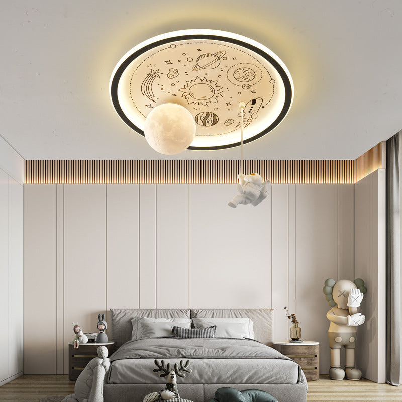 Resin Astronaut Planet Iron Acrylic LED Flush Ceiling Light