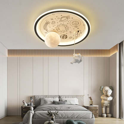 Resin Astronaut Planet Iron Acrylic LED Flush Ceiling Light