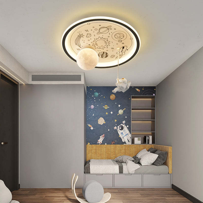 Resin Astronaut Planet Iron Acrylic LED Flush Ceiling Light