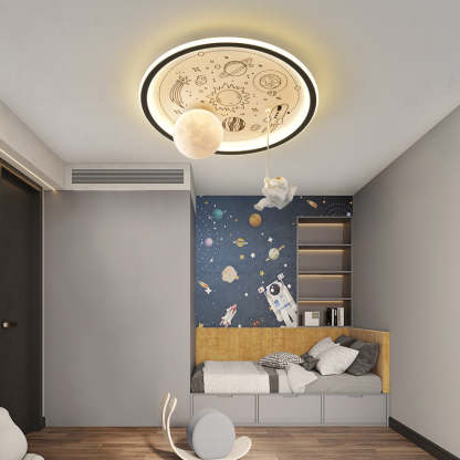 Resin Astronaut Planet Iron Acrylic LED Flush Ceiling Light