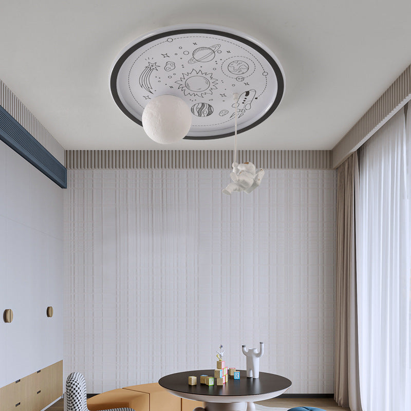 Resin Astronaut Planet Iron Acrylic LED Flush Ceiling Light