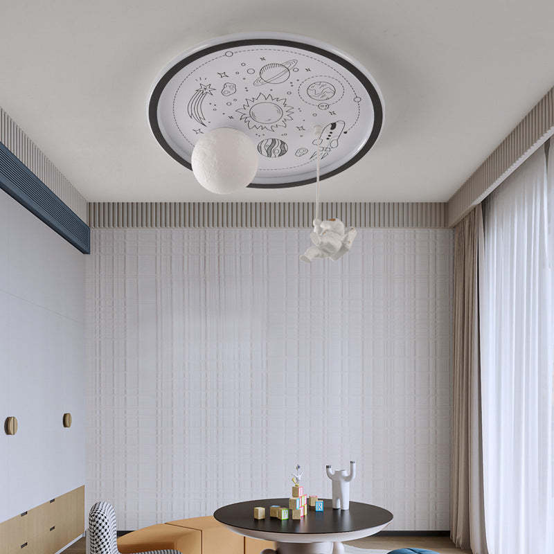 Resin Astronaut Planet Iron Acrylic LED Flush Ceiling Light