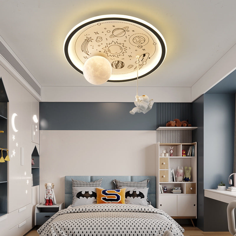 Resin Astronaut Planet Iron Acrylic LED Flush Ceiling Light