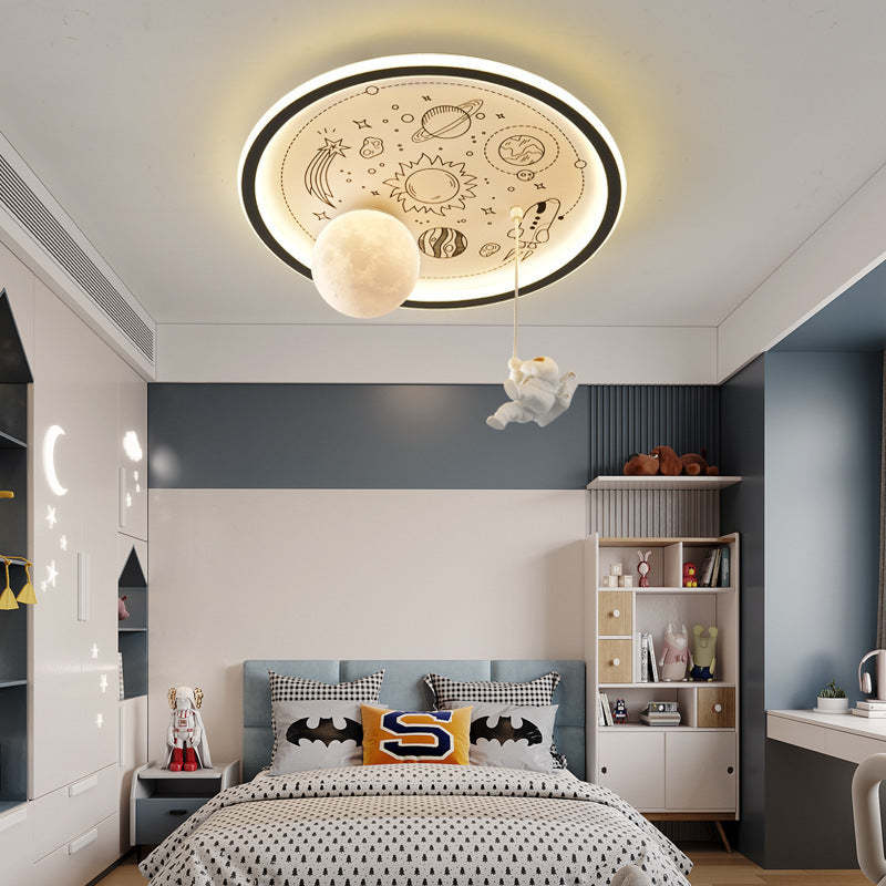 Resin Astronaut Planet Iron Acrylic LED Flush Ceiling Light