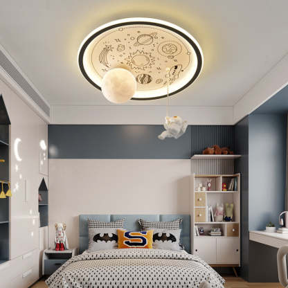 Resin Astronaut Planet Iron Acrylic LED Flush Ceiling Light