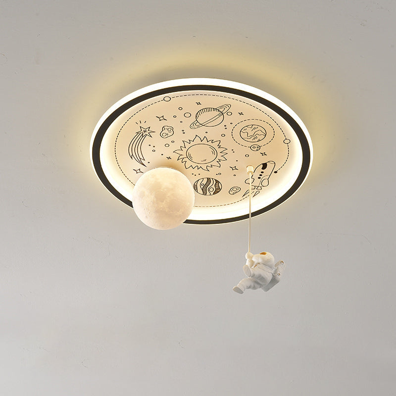 Resin Astronaut Planet Iron Acrylic LED Flush Ceiling Light