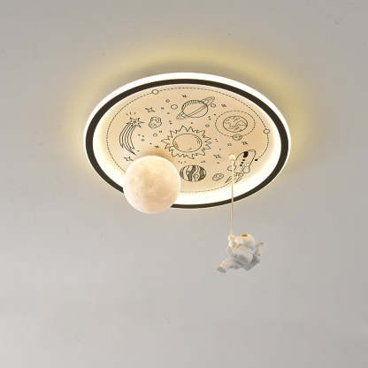 Resin Astronaut Planet Iron Acrylic LED Flush Ceiling Light