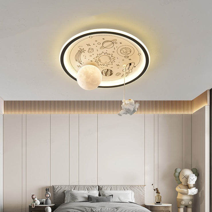 Resin Astronaut Planet Iron Acrylic LED Flush Ceiling Light