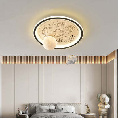 Resin Astronaut Planet Iron Acrylic LED Flush Ceiling Light