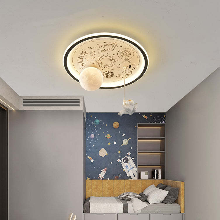 Resin Astronaut Planet Iron Acrylic LED Flush Ceiling Light