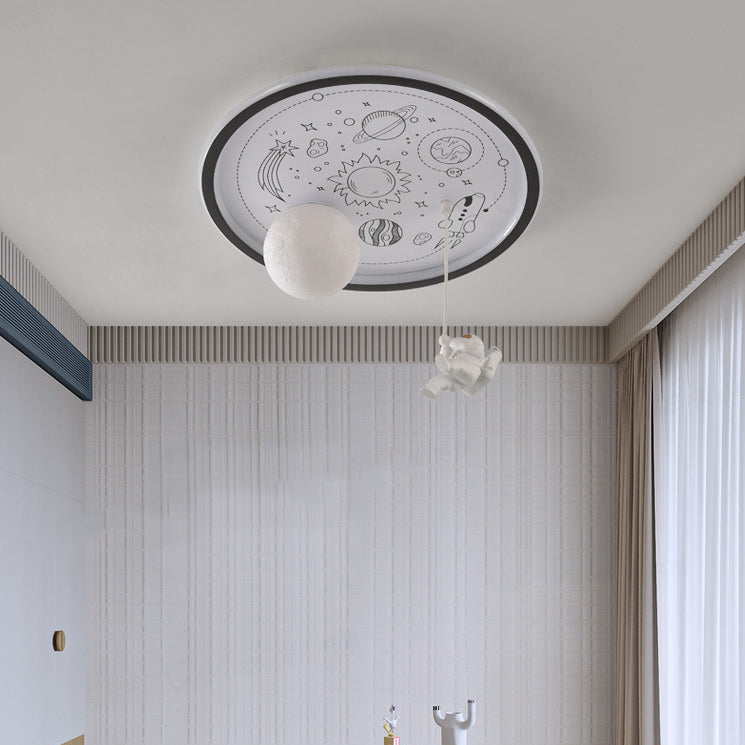 Resin Astronaut Planet Iron Acrylic LED Flush Ceiling Light