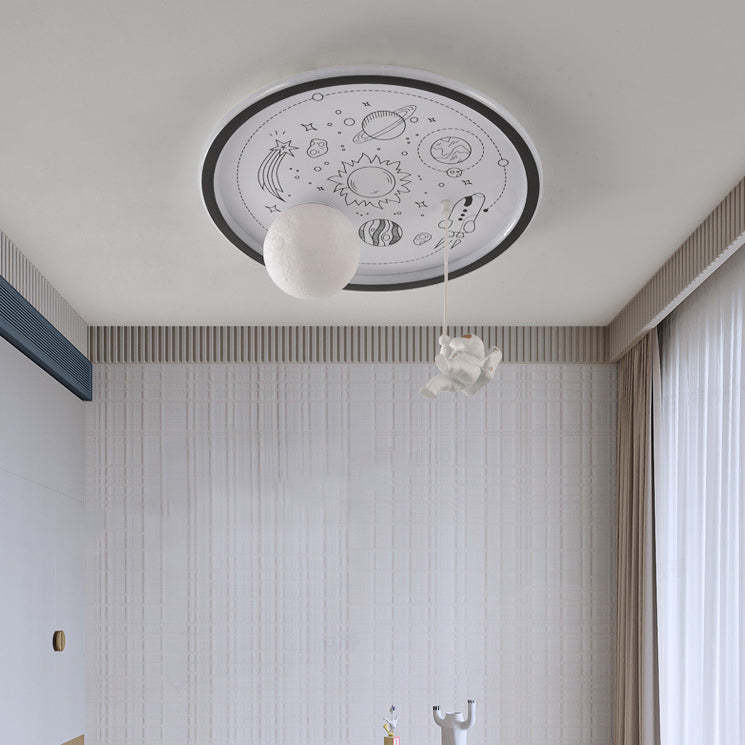 Resin Astronaut Planet Iron Acrylic LED Flush Ceiling Light
