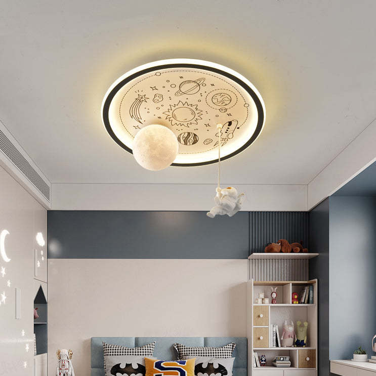 Resin Astronaut Planet Iron Acrylic LED Flush Ceiling Light