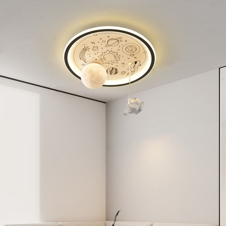 Resin Astronaut Planet Iron Acrylic LED Flush Ceiling Light