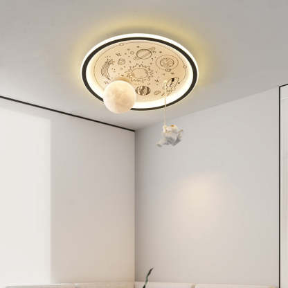 Resin Astronaut Planet Iron Acrylic LED Flush Ceiling Light
